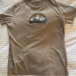 Tentree 10tree Tan Mountain plant & protect conservation Graphic Tee shirt XL
